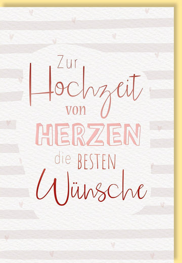 Hochzeitskarte "Von Herzen" - Elegante Naturkarton Schriftkarte mit Textvorschlägen für Glückwünsche zur Vermählung