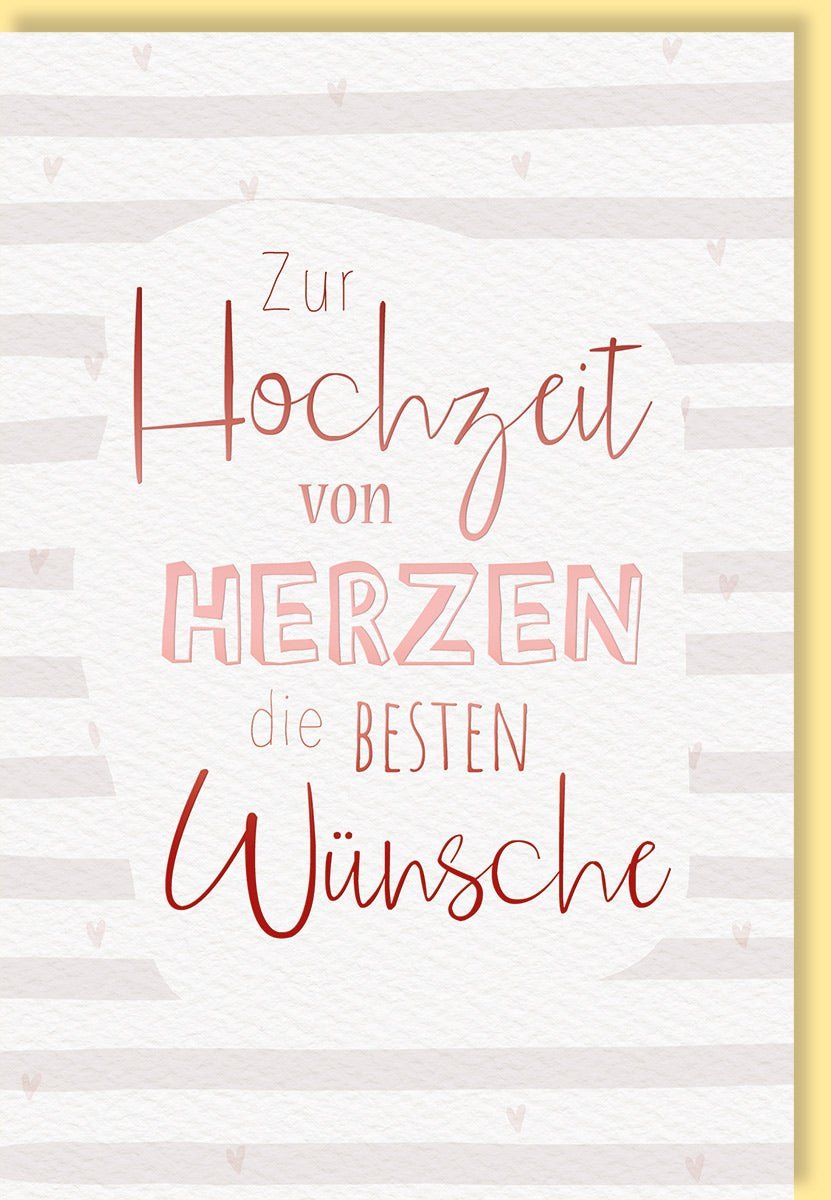 Hochzeitskarte "Von Herzen" - Elegante Naturkarton Schriftkarte mit Textvorschlägen für Glückwünsche zur Vermählung