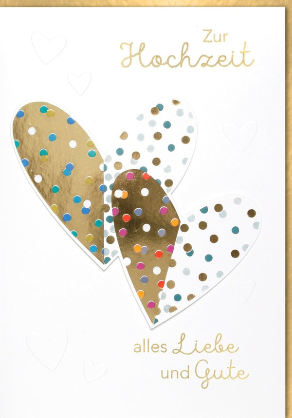 Hochzeitskarte XXL DIN A4 - Elegantes Design mit Herzen & Punkten, Großformat für Verlobung und Hochzeitstag, Festlich und Stilvoll