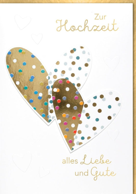 Hochzeitskarte XXL DIN A4 - Elegantes Design mit Herzen & Punkten, Großformat für Verlobung und Hochzeitstag, Festlich und Stilvoll