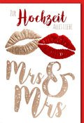 Hochzeitskarte zur lesbischen Ehe - Mrs & Mrs, Elegante Karte mit Lippenmotiv, Liebevolle Glückwünsche zur Feier der Partnerschaft