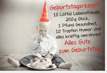Humorvolle Geburtstagskarte mit Rezept für Lebensfreude - Kreative Glückwünsche für Kinder und Erwachsene