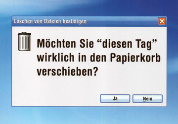 Humorvolle Postkarte - "Papierkorb - Tag: Zum Löschen Bestätigen" - Satirische Scherzkarte für Büro & Alltag, Lustig - Postkarten
