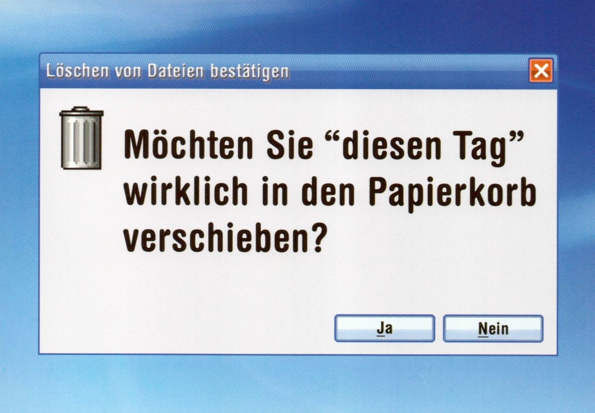 Humorvolle Postkarte - "Papierkorb - Tag: Zum Löschen Bestätigen" - Satirische Scherzkarte für Büro & Alltag, Lustig - Postkarten