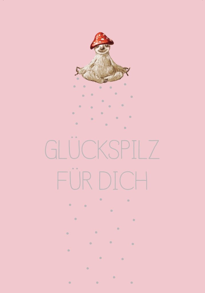 Humorvolle Sprüche - Postkarte Faultier - Glückspilz für Dich von Cityproducts