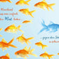 Inspirationskarte Fischschwarm – Goldfische im Wasser, Mut & Weisheit – Tierpostkarten mit Lebensweisheiten