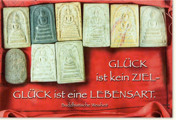 Inspirierende Grußkarte mit Buddha - Weisheit: Rote Steine, Positive Lebensart & Zielsetzung, Motivationsgeschenk für jeden Anlass