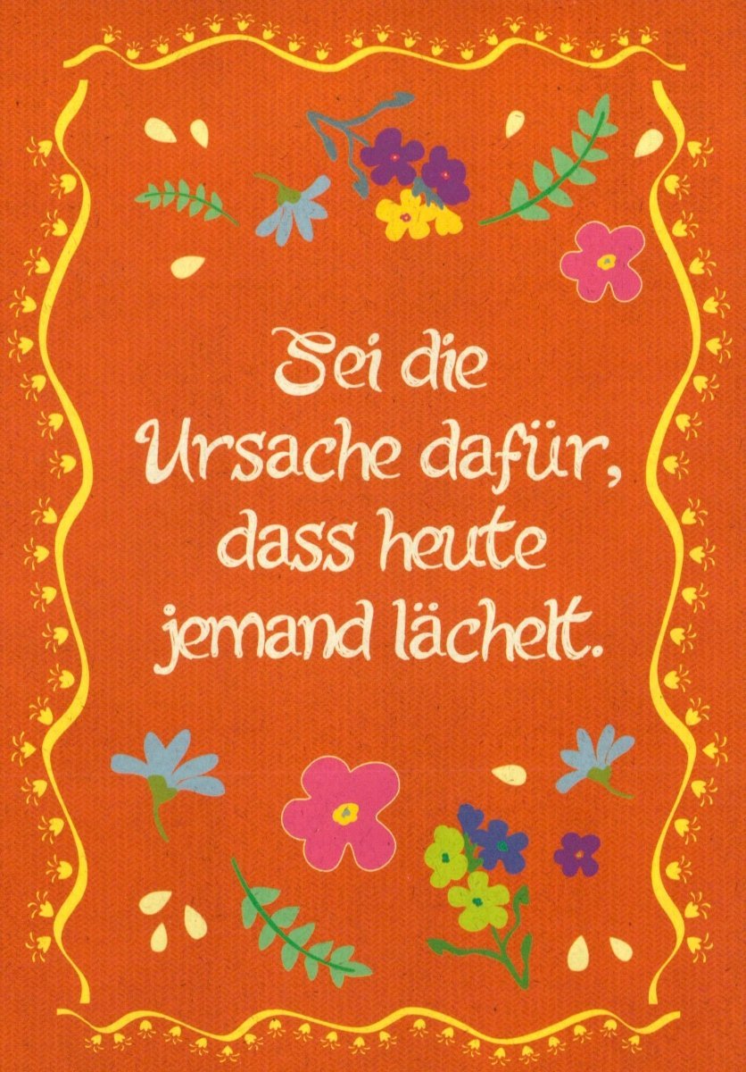 Inspirierende Postkarte mit roten und gelben Blumen - Versenden Sie Freude und Positivität