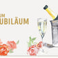 Jubiläumskarte für besondere Anlässe - Elegantes Design mit Sekt & Rosen, Perfekt zum Feiern und Gratulieren, Festliche Blumenmotive