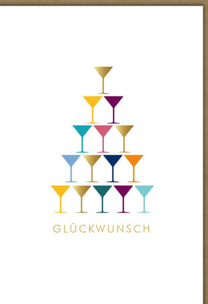 Jubiläumskarte für Geschäftspartner - Elegante Gratulationskarte mit Sektgläser-Motiv, Goldakzente, Perfekt für B2B Anlässe und Neujahr, Glückwunschkarten-Allgemein