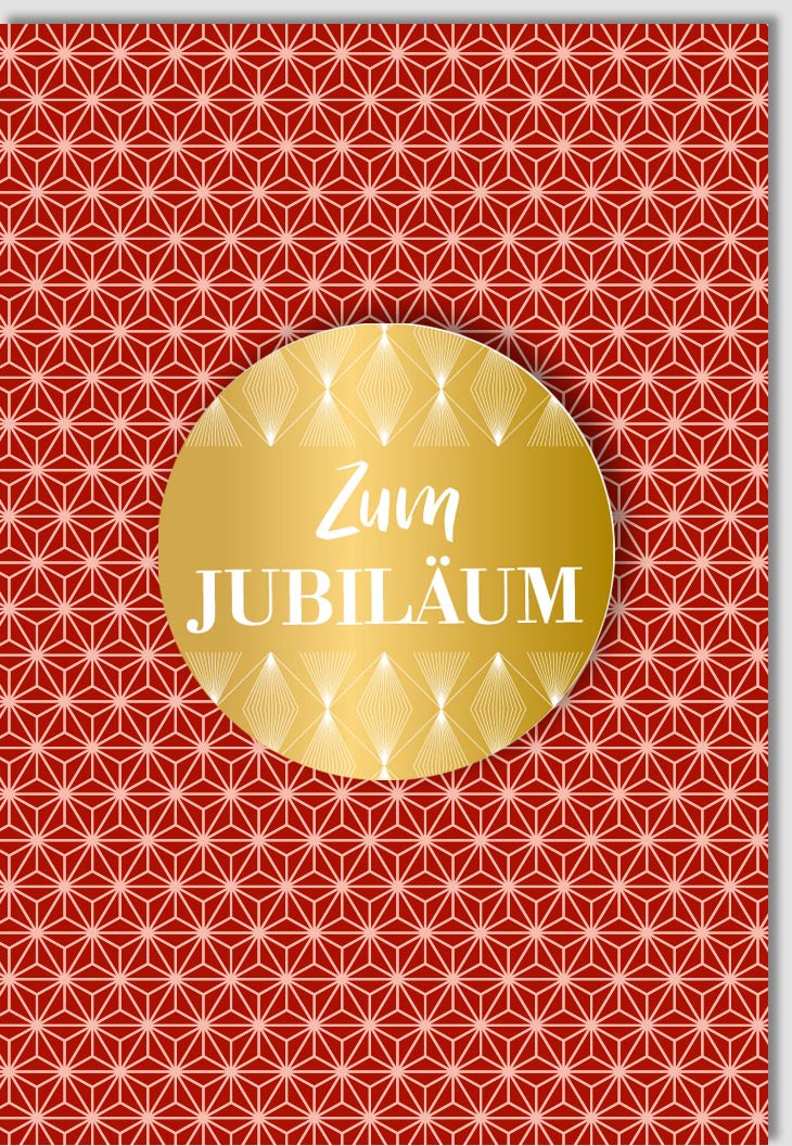 Jubiläumskarte Geschäftlich mit Roten Sternen und Folienakzenten - Stilvolle Gratulationskarte zum Firmenjubiläum, Modernes Business - Design