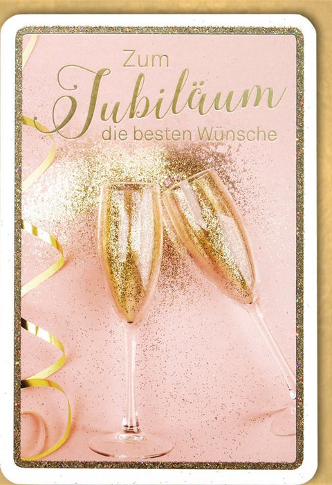 Jubiläumskarte "Goldene Feier" - Exquisite Karte mit Sektgläsern, Premium Design für besondere Anlässe