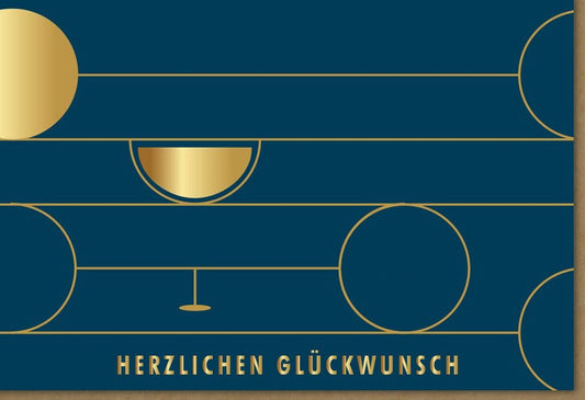 Jubiläumskarte in Blau & Gold - Elegante Gratulationskarte für Firmenanlässe und Erfolge