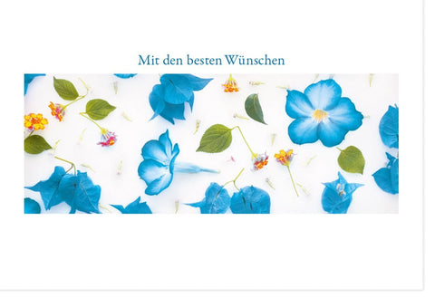 Jubiläumskarte mit elegantem Blumenmuster in Blau & Gelb - Edle Gratulationskarte für Hochzeit & Feier