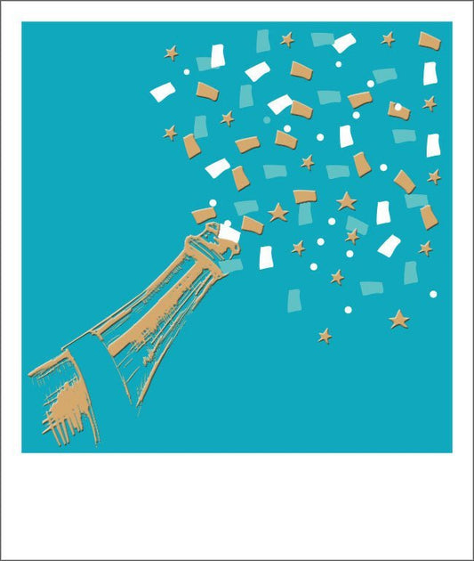 Jubiläumskarte Sekt und Konfetti - Feiern Sie stilvoll mit einer eleganten Blanko - Postkarte voller Freude und Glanz!