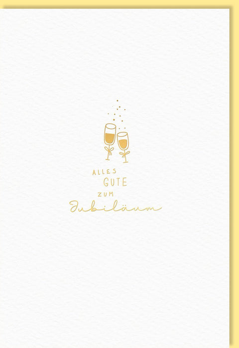 Jubiläumskarte – Stilvolle Glückwünsche mit Sektgläsern und goldener Schrift für besondere Anlässe