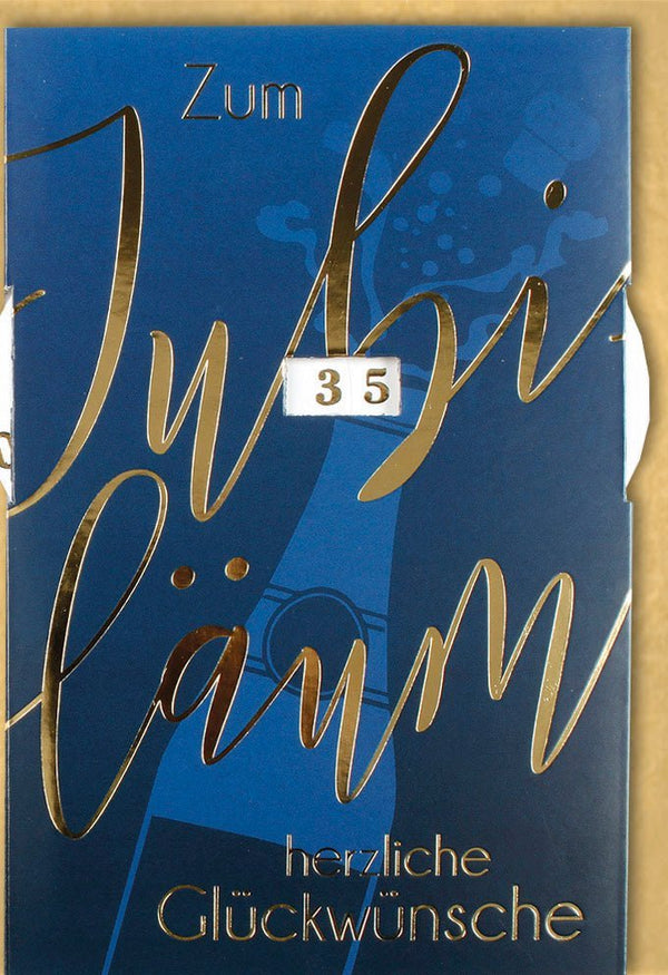 Jubiläumskarte: Stilvolle Glückwünsche zum 35. Jahrestag in Gold & Blau