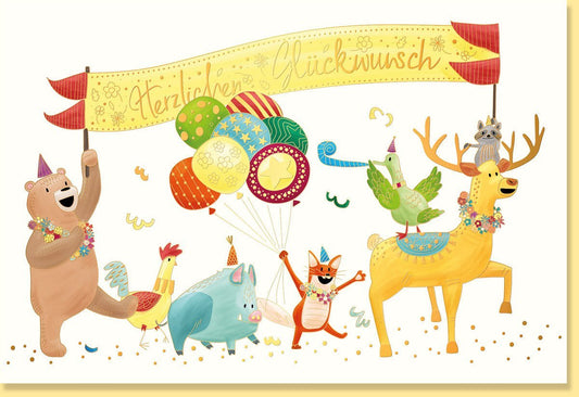 Kindergeburtstagskarte - Fröhliche Zoo - und Safari - Motive, Bunte Einladung für Jungen & Mädchen