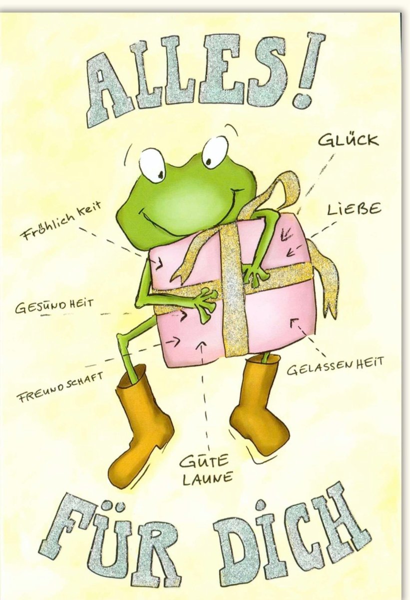 Kindergeburtstagskarte - Fröhlicher Frosch, Bunte Glückwünsche voller Spaß & Freude, Gute Laune für die Party, Liebe & Gesundheit verschenken