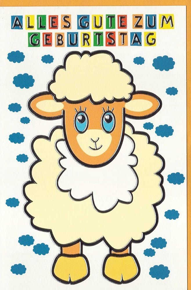 Kindergeburtstagskarte mit Schafmotiv - Fröhliche Grüße für kleine Tierfreunde