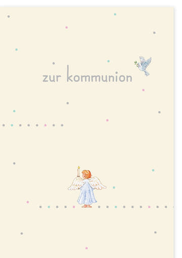 Kommunion Grußkarte mit Engel & Kerze - Festliche Kinderillustration für kirchliche Feier