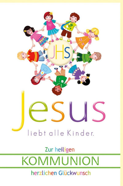 Kommunionskarte - Segenswünsche zur Erstkommunion mit Jesus-Motiv, für Kinder & Familie, Gelbe Karte für die Kirchenfeier