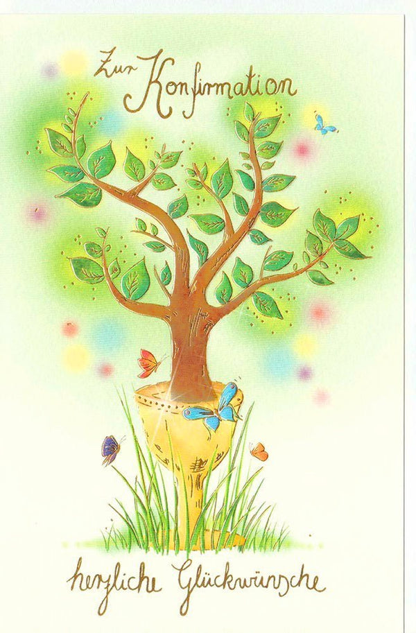 Konfirmationskarte Baumdesign mit herzlichen Glückwünschen für den besonderen Tag