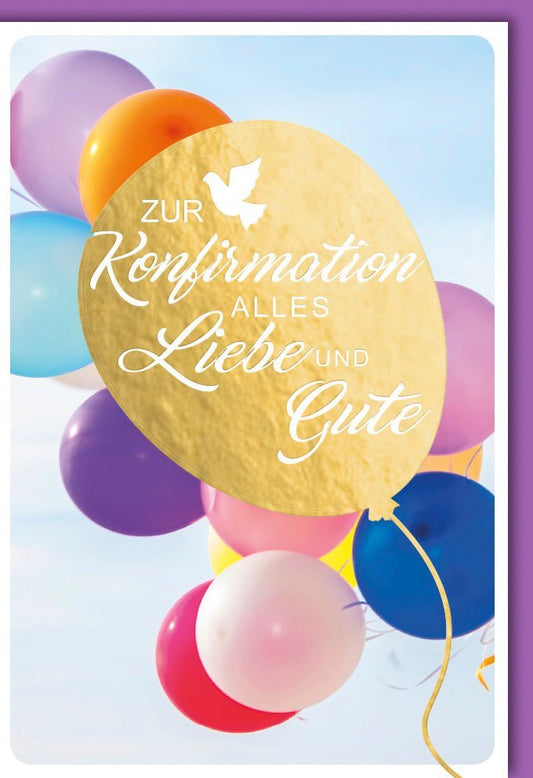 Konfirmationskarte: Bunte Segenswünsche mit Taube - Christliche Grußkarte für besondere Anlässe