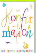 Konfirmationskarte für Jugendliche - Farbenfrohe Segenswünsche, Religiöse Feier für Teenager, Familie & Freunde - Grün Blau Gelb Design