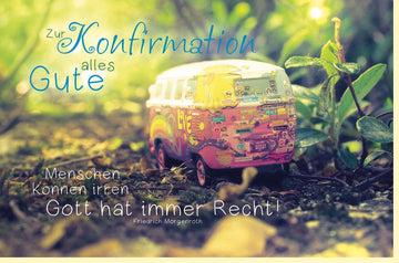 Konfirmationskarte für Jugendliche - Segenswünsche zur Konfirmation in Grün & Gelb für die Kirchenfeier und den Übergang ins Erwachsenenalter