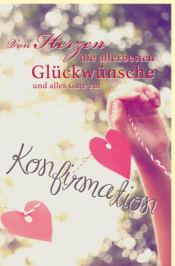 Konfirmationskarte Herzen & Schnur - Rosa/Pink, Segenswünsche für Jugendliche, Christliche Feierlichkeit