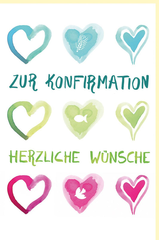 Konfirmationskarte in Aquarell Pastellfarben - Herzliche Glückwünsche zur religiösen Feier für Teenager