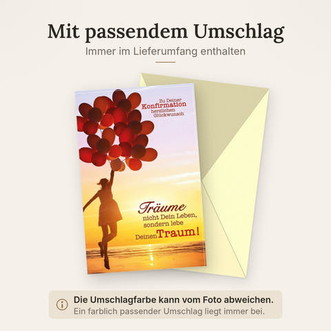 Konfirmationskarte – Inspirierende Glückwünsche zum Glaubensfest mit Sonnenuntergang & Ballons, Feierliche Karte für Jugendliche, Segenswünsche