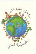 Konfirmationskarte mit Erde-Motiv und Kirchenlandschaft