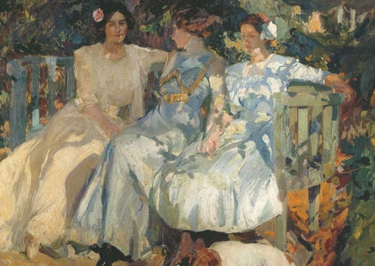 Kunstpostkarte für Familie & Freunde - Impressionistisches Meisterwerk von Joaquin Sorolla, Spanische Gartenidylle, Vintage Flair