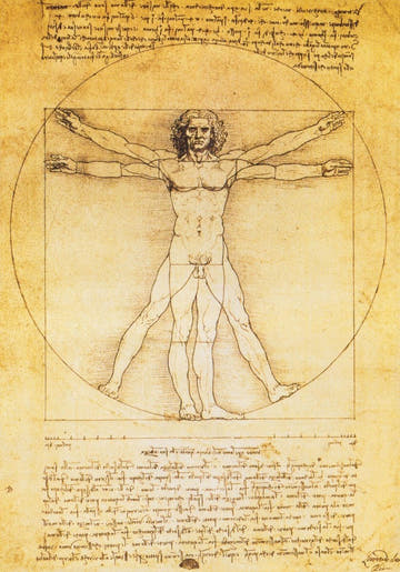 Kunstpostkarte - Leonardo Da Vincis Vitruvianischer Mensch, Vintage Design für Sammler und Kunstliebhaber, Inspirationsquelle