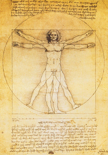 Kunstpostkarte - Leonardo Da Vincis Vitruvianischer Mensch, Vintage Design für Sammler und Kunstliebhaber, Inspirationsquelle