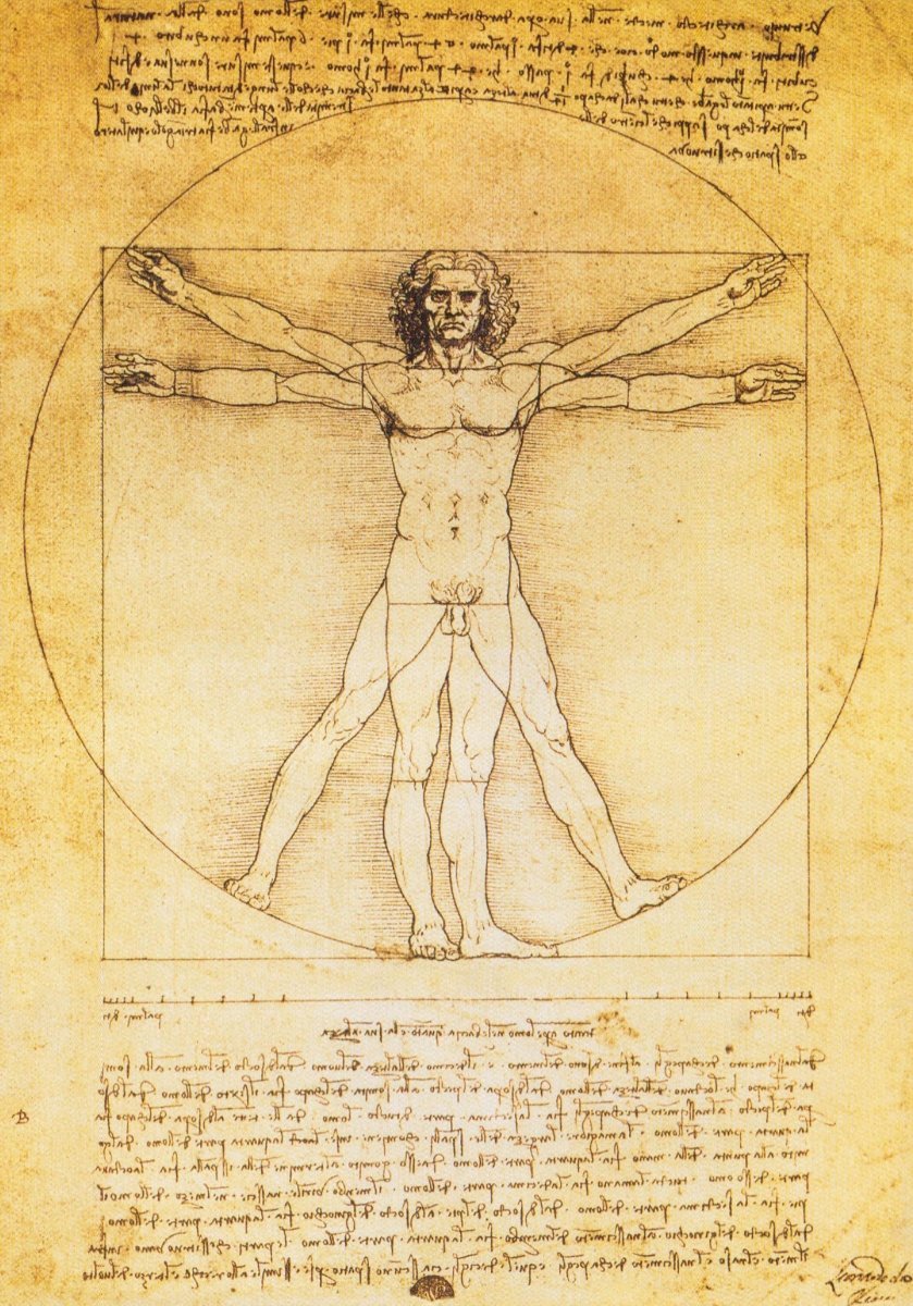 Kunstpostkarte - Leonardo Da Vincis Vitruvianischer Mensch, Vintage Design für Sammler und Kunstliebhaber, Inspirationsquelle