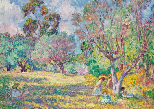 Kunstpostkarte - Mädchen in mediterraner Landschaft von H. Lebasque