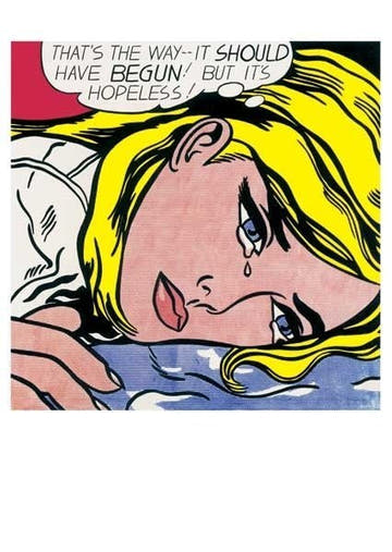Kunstpostkarte: Roy Lichtensteins "Hopeless" - Ein Meisterwerk der Pop Art für Ihre Sammlung