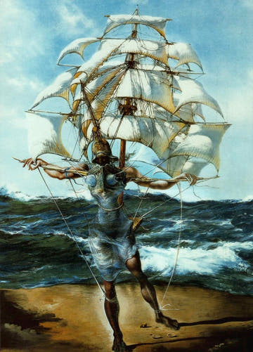 Kunstpostkarte: Salvatore Dali - Le Baeteau 1942 - 43, Meisterwerk der Kunstpostkarten