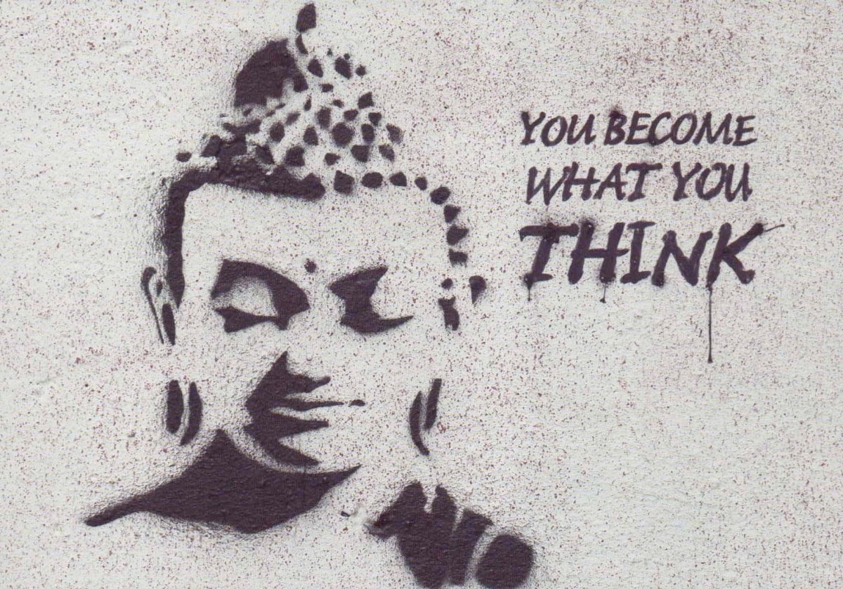 Kunstpostkarte Street Art Buddha - Graffiti Weisheit & Urban Spiritualität, Zen - Inspiration für Meditation und Achtsamkeit