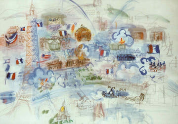 Kunstpostkarte zum Nationalfeiertag: Raoul Dufys Paris, 14 Juillet – Kunstpostkarten