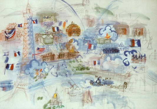 Kunstpostkarte zum Nationalfeiertag: Raoul Dufys Paris, 14 Juillet – Kunstpostkarten