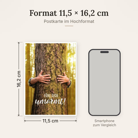Lebensweisheit Postkarte - Herzliche Umarmung mit liebevollem Spruch