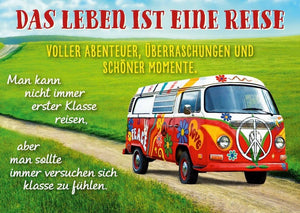 Lebensweisheit Postkarte - Sinnspruch: Das Leben ist eine spannende Reise voller Abenteuer