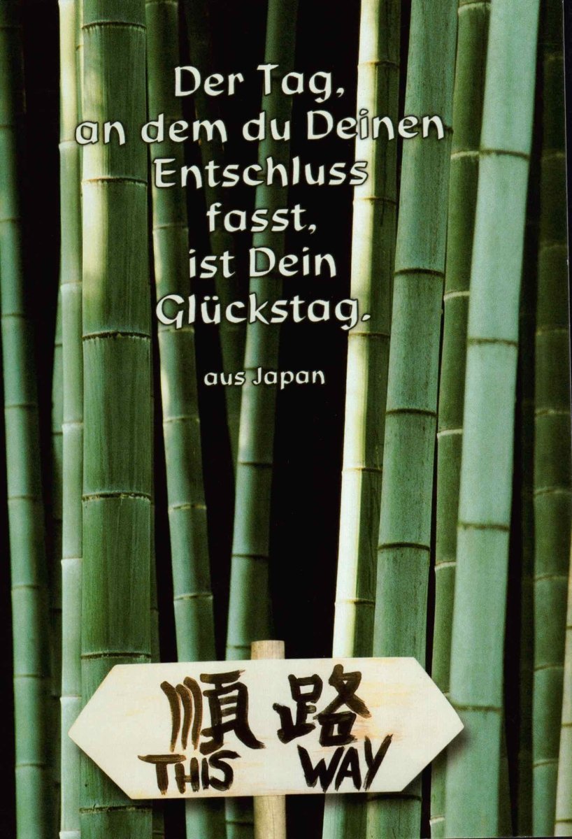 Lebensweisheiten - Postkarte: Entschluss und Entscheidung für inspirierende Momente