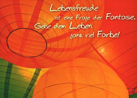 Lebensweisheiten Postkarte Lebensfreude bunte Lampions inspirierender Spruch Mutmacher Grußkarte Farbe fürs Leben Motivation