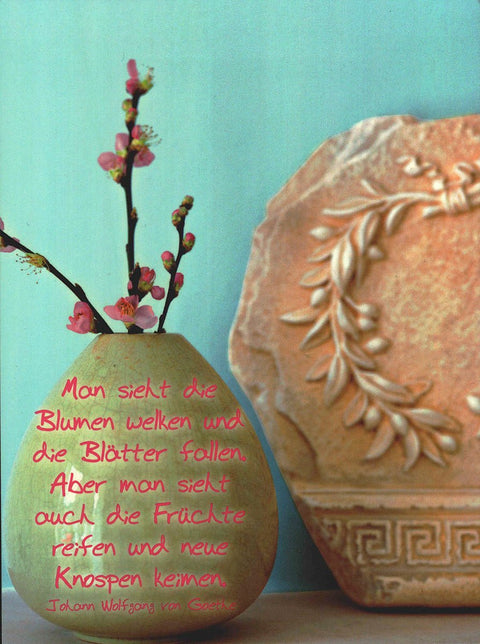 Lebensweisheiten Postkarte mit Goethe Zitat und Blumenmotiv inspirierende Grußkarte für Mut Zuversicht Motivation hochwertige Karte