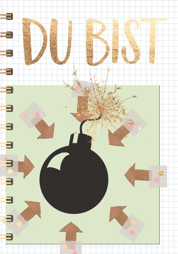 Liebesgruß Postkarte – "Du bist der Knaller!" – Humorvolle Herzen & Funken für Beziehungen & Freundschaften